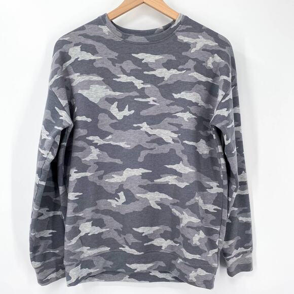 Athleta Balance Pullover Nirvana Sweatshirt In Camo Lux Dark Grey Size Large - Picture 3 of 6